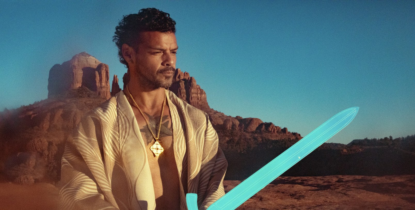 Man in Sedona wearing the Coherent Shield pendant